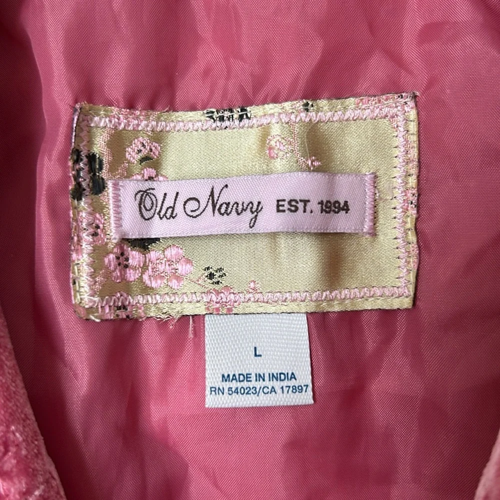 Vintage Old Navy Girls Pink Velvet Embroidered Blazer w/Bow Pockets Split Cuff L